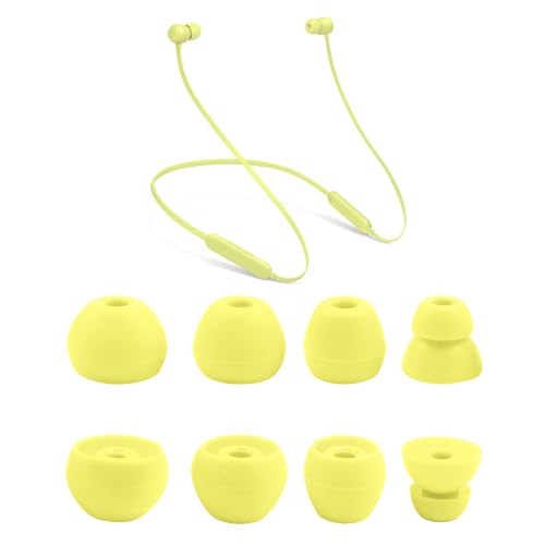 Replacement Eartips for Beats Flex, 4 Pairs Soft Silicone Ear Tips Ear Buds Ear Caps Ear Plugs Compatible with Beats Flex Wireless Earbuds Yuzu Yellow - color: yuzu yellow