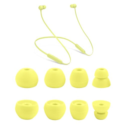Replacement Eartips for Beats Flex, 4 Pairs Soft Silicone Ear Tips Ear Buds Ear Caps Ear Plugs Compatible with Beats Flex Wireless Earbuds Yuzu Yellow - color: yuzu yellow