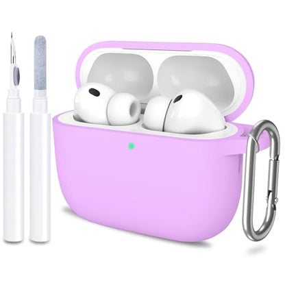 for AirPods Pro 3 Case Cover, Protective Soft Silicone with Keychain Cleaning Pen for Women Men for Apple AirPods Pro 3rd Generation Case(2025), Front LED Visible, Light Purple - color: B-Light Purple