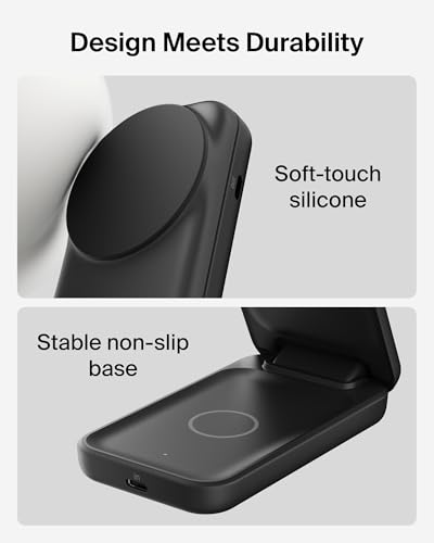 Belkin Qi2.2 25W Wireless 2 in 1 Foldable Fast Charging Station for iPhone | Fast Charging, MagSafe Compatible, iPhone 17/16/15, AirPods, Travel Charger, Magnetic - color: Black