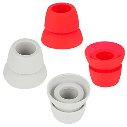 Replacement Silicone Earbud Tips - 8 Pairs (Red+Gray) Compatible with Beats by Dr Dre Powerbeats 1 2 3 Wireless Stereo Earphones