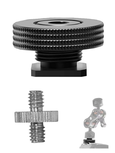 Hot Shoe Adapter Kit, 1/4"-20 Female Thread to Male Hot Shoe Mount + 1/4" Male Screw to Female Cold Shoe Bracket, Universal Camera Rig Mounting Set for Flash Light, Microphone, Monitor, Tripod