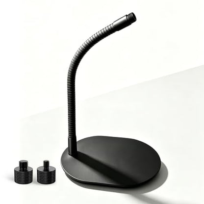 9" Heavy Duty Gooseneck Desktop Microphone Stand with Weighted Metal Base, Universal 1/4" 3/8" 5/8" Thread for Mic, Webcam, Phone, Action Camera & Video Light
