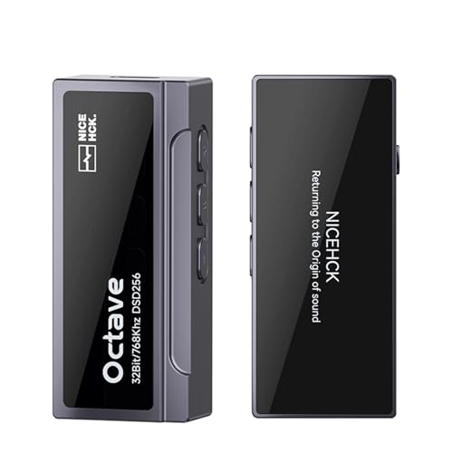 NICEHCK Octave ES9039Q2M Portable DAC Amp Dongle, CNC Titanium | ES9039Q2M flagship DAC, dual SGM8262 op-amp, 550mW balanced output, 100-step volume, high/low gain, CNC aluminum build