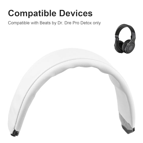 Alitutumao Soft Protein Leather Headband Cushion Pads Compatible with Monster Beats by Dr.Dre PRO Detox Wireless Headset Headphones (White) - color: White Headband