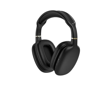 TJ Home Essentials Active Noise Cancellation Bluetooth Over Ear Headphones Leather Wireless Headset Wired Built-in MIC 24H Playtime High Res Audio Travel/Work/Students/Running/Gym(Black) - color: Black