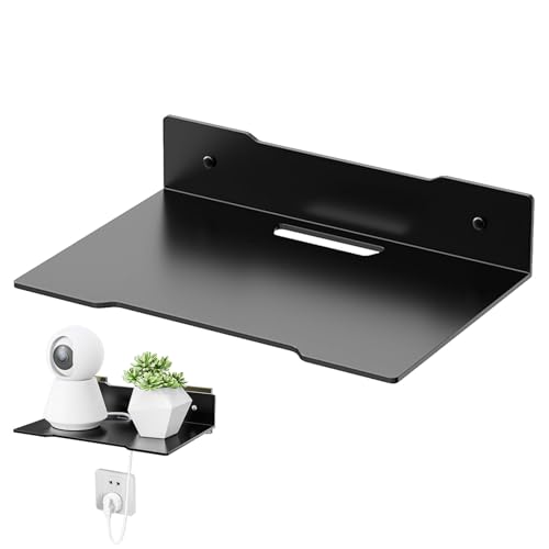 Wall Mount Shelf for Router – Space-Saving Bracket for Small Devices, Cable Box, WiFi Unit | Wall Shelf for Camera, Projector, Streaming Devices, Home Theater Accessories, Bedroom Storage - size: Large
