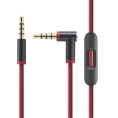 Replacement Audio Cable for Beats Headphones, Beats Cable Compatible with Solo Pro/Studio/Solo, Executive Mixr Pill with in Line& Volume Control (Black/red) - color: black/red