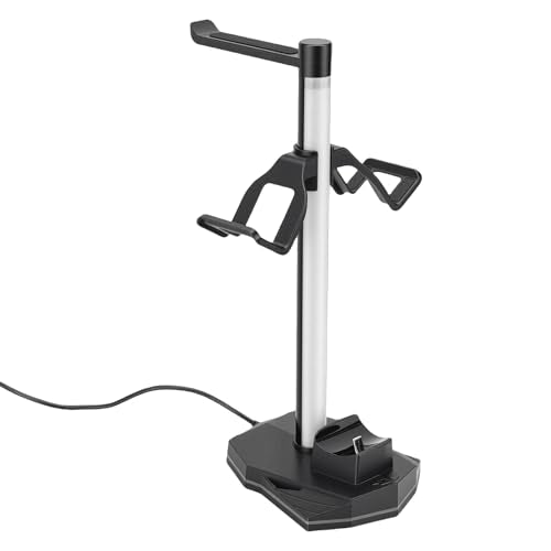 RGB Headset Stand with Controller Holder for 2 Pro, Charging Dock for Gaming Setup, and Streamers