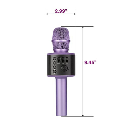 Wireless Bluetooth Karaoke Microphone with Built-in Speakers + HD Recording, Portable Handheld Mic | Lilac - style: Lilac