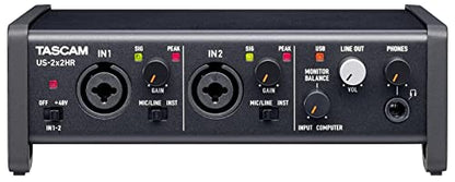 Tascam US-2x2HR 2 Mic 2IN/2OUT High Resolution Versatile USB Audio Interface for Recording, Streaming, Podcasting, Songwriting | Interface for Recording, Streaming, Podcasting, Songwriting