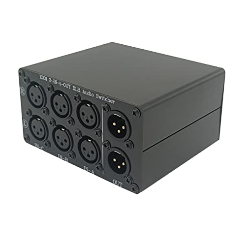 X301 3-Way XLR Stereo Audio Switcher Selector Switch Box Passive | 3 IN 1 OUT you sw between 3 XLR audio sources in avoiding frequent cable changes，Bi-Direction passive NO power plug and play - color: 3-IN-1-OUT