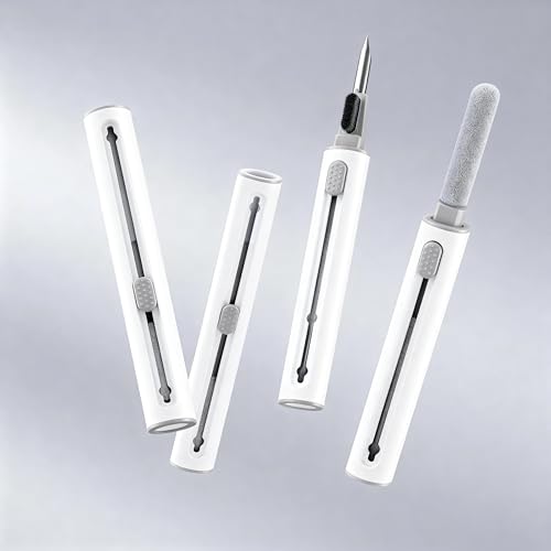 4 Pack 3-in-1 Earbud Cleaning Pen Tool with Soft Brush and Metal Nib for Wireless Earphones, White - color: White