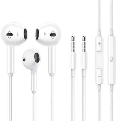 2 Pack Wired Earbuds [Apple MFi Certified] Headphones Earphones with 3.5mm Wired in Ear Headphone Plug (Built-in Microphone & Volume Control) Compatible with iPhone,iPad,iPod,PC,MP3/4,Laptop -White