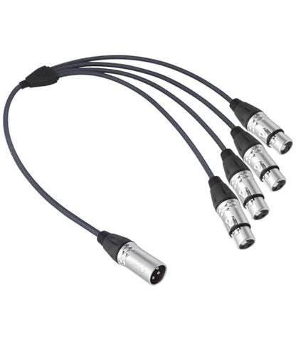3Pin XLR 1 Male to 4 Female Splitter Cable 2Feet,4WAY XLR Four-Input and one-Output Parallel Connection Adapter,4 Microphone inputs Converted to 1 Output,4 in to 1 Out Aduio Splitter Cable - color: XLR 4F TO 1M-2FT