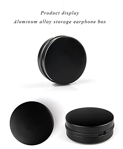 Earbuds IEMs Case,Mini Portable Earphone Case, Waterproof Aluminum Alloy Housing Headphone Case for Travel, Protective, Dust Proof, Water Resistant, Lightweight Universal Carrying, Bag（Black