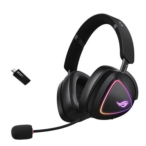 ASUS ROG Delta II Wireless Gaming Headset with Detachable Mic – Black | Tri-Mode (BT 2.4GHz via ROG SpeedNova, 3.5mm), 50mm Titanium Drivers, 110hr Battery, DualFlow Audio for PC, Switch, PS5, Xbox - color: Black