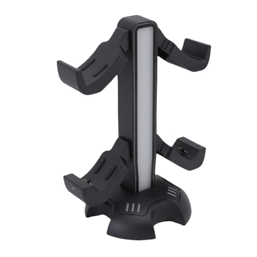 Gaming Headphone Stand with Controller Charger Holder, 2 Charging Docks RGB Light Modes, Earphone Hanger Accessories for Desktop, Headset Stand with USB Ports Fast Charging