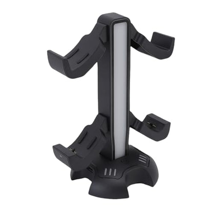 Gaming Headphone Stand with Controller Charger Holder, 2 Charging Docks RGB Light Modes, Earphone Hanger Accessories for Desktop, Headset Stand with USB Ports Fast Charging