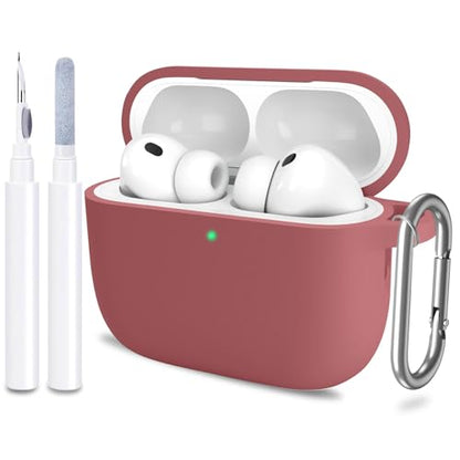 for AirPods Pro 3 Case Cover, Protective Soft Silicone with Keychain Cleaning Pen for Women Men for Apple AirPods Pro 3rd Generation Case(2025), Front LED Visible, Brown - color: D-Brown