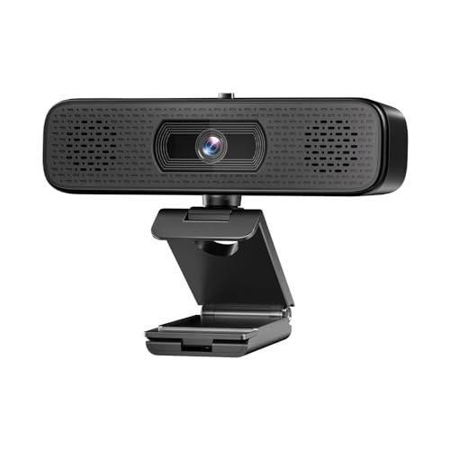 3-in-1 2K Webcam with Dual Speakers & 4 Noise-Canceling Mics, USB Plug & Play Computer Camera with Privacy Cover for Zoom Meeting Online Teaching Video Calling
