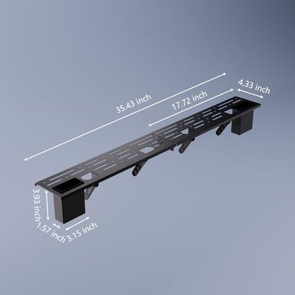 TV Top Shelf, 35.4" Metal Monitor Mount Floating Stand with Storage Boxes,Cable Box Above Screen for Apple TV,Sound Bar,Speaker,Router,Switch,Remote Control,DVD,Tv Accessories
