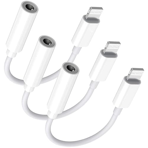 [Apple MFi Certified] 3 Pack Lightning to 3.5 mm Headphone Jack Adapter | for iPhone 3.5mm Headphones/Earphones Aux Audio Dongle Adapter Compatible for 14 13 12 11 XS XR X 8 7, Support All iOS