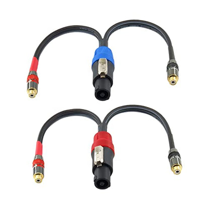 WJSTN Speak-on 4-Pole to Dual RCA Break Out Splitter Cable Speakon Splitter Cable,for Speaker (Speakon to RCA) - style: Speakon to RCA