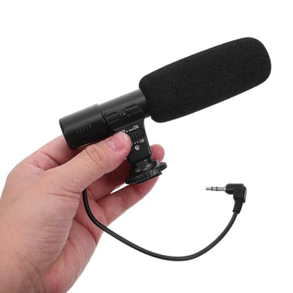 Veemoon Interview Microphone for Camera and Camcorder, Black ABS Stereo