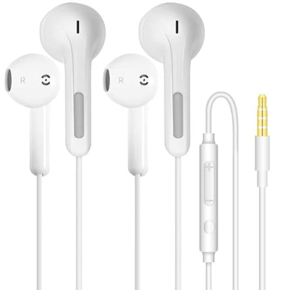 Wired Earbuds with Microphone, 3.5mm Jack In-Ear Headphones Wired Earphones | 2 Pack Wired Earphones Plug in Ear Buds for Computer Laptop PC iPhone Android, Airplane Travel Headphones with jack - size: 2 Pack(3.5mm Jack)