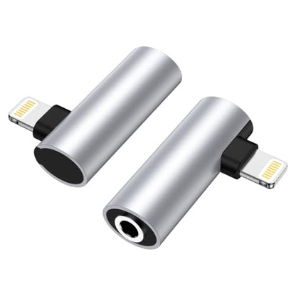 2Pack [Apple MFi Certified] Lightning to 3.5 mm iPhone Headphone Adapter Compatible for iPhone 14 13 12 11 Pro XR XS Max X 8 7 6,Aux to Lightning Cable Headphones Jack Adapter Audio Dongle Right Angle - color: Silver