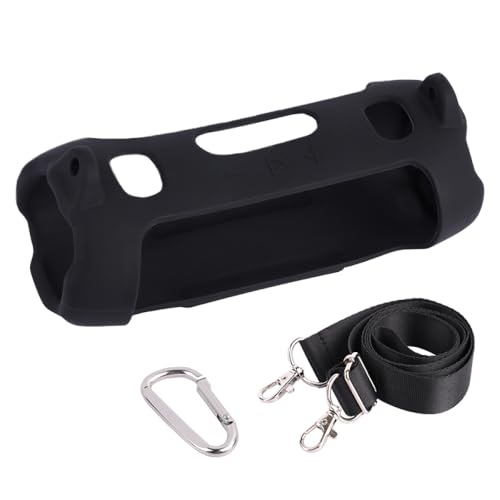 Silicone Protective Case for JBL Charge 6, Soft Skin Cover Sleeve Charge6 Speaker Protector Travel Easy Carrying Case Shell with Adjustable Shoulder Strap and Carabiner (Black) - color: Black