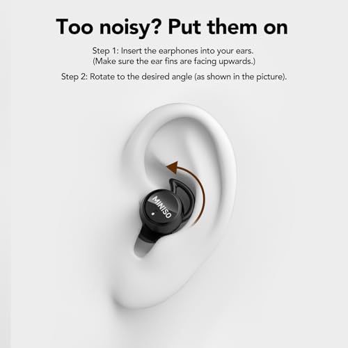MINISO MS217 Sleep Earbuds, 4-1 Translation Earbuds with 165 Language & 8 Mode, Passive Noise Cancelling for Side Sleepers, Soft and Snug Fit, Stable Wireless Bluetooth 6.0 for Sleep, Work, Learn