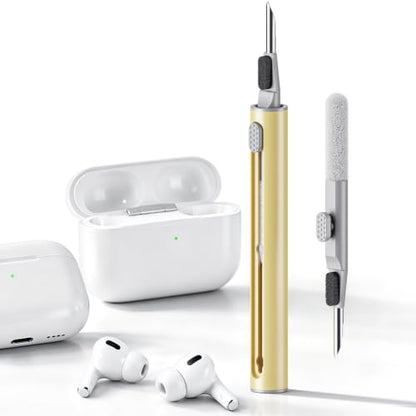 Hyashee Cleaner Kit for Airpods Pro 1 2 3 Multi-Function Cleaning Pen with Soft Brush Flocking Sponge for Bluetooth Earphones Case Cleaning Tools (Yellow) - color: Yellow