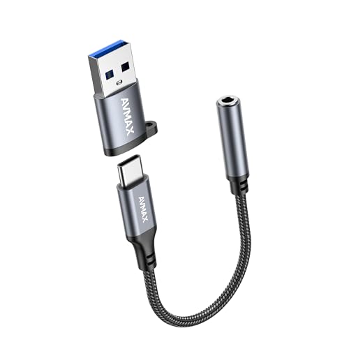 AVMAX USB C to 3.5mm Audio Headphone Adapter,Type c to Aux Female Cable for 16 15 Plus, S24 S23 S22 S21 S20 Ultra Pixel MacBook and More Type c Devices (Gray) - style: Classic Gray1