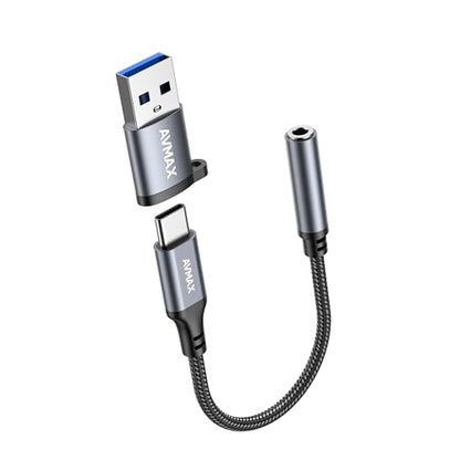 AVMAX USB C to 3.5mm Audio Headphone Adapter,Type c to Aux Female Cable for 16 15 Plus, S24 S23 S22 S21 S20 Ultra Pixel MacBook and More Type c Devices (Gray) - style: Classic Gray1