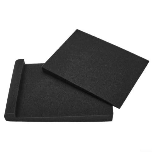 High Density Acoustic Foam Pads for 5-6 Inch Studio Monitor Speakers, Anti-Vibration Isolation Wedges, Black