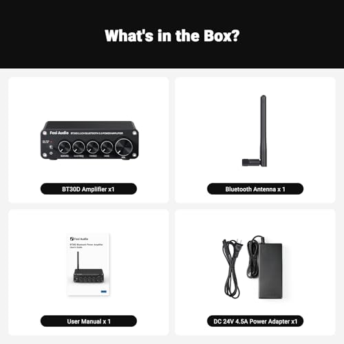Fosi Audio BT30D Bluetooth 5.0 Stereo Audio Receiver Amplifier 2.1 Channel Mini Hi-Fi Class D Integrated Amp 50 Watt x2+100 Watt for Home Outdoor Passive Speakers/Subwoofer Powered Subwoofer