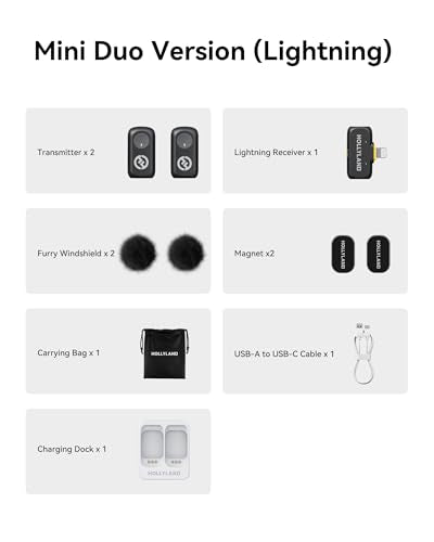 Hollyland Lark A1 (2TX + Lightning RX), Wireless Microphone for iPhone/iPad - color: Black