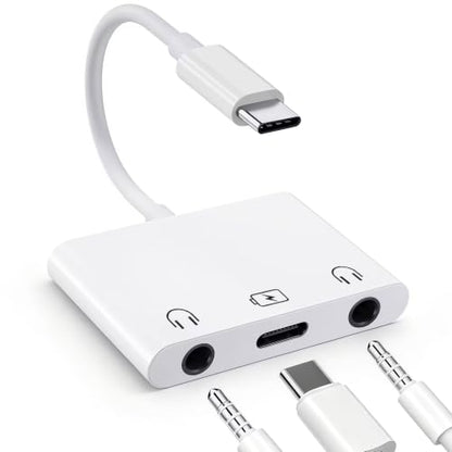 USB C Headphone Splitter, USB C to Dual 3.5mm Audio and Charging Adapter