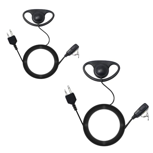 Walkie Talkie Earpiece with Mic PTT 2 Pin D Shape Radio Headset Compatible with Midland LXT118 GXT1000VP4 LXT500VP3 LXT600VP3 LXT380 Two Way Radios (1 Pack)