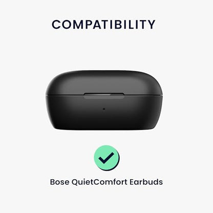 kwmobile Cover for Bose QuietComfort Earbuds Case - Silicone Cover for Earbuds Charging Case - Protective Headphone Holder with Carabiner Clip - White - color: white