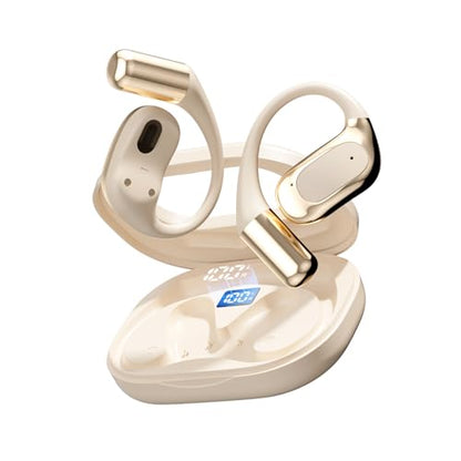 Open Ear Headphones Bluetooth Wireless Over Ear Earbuds(Skin) | Ergonomic Earhook Ear Buds,Led Power Display,48h Playtime,Ipx6 Waterproof Comfortable for Workout,Cycling,Running - color: Skin