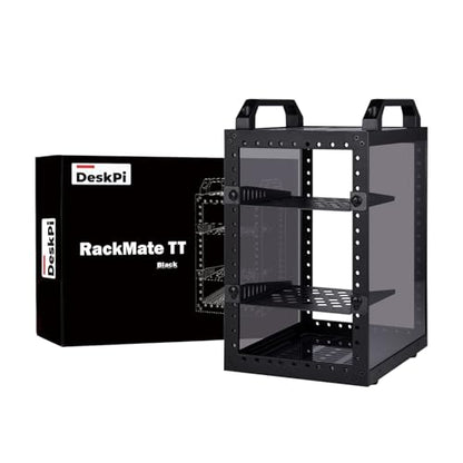 GeeekPi DeskPi RackMate TT Mini Server Rack for Mini PC, Network, Servers, Audio, and Video Equipment, 10 inch 3U/ 7 inch 5U Network Rack, 7.87 inch Depth - color: Black