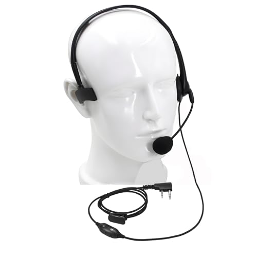 Walkie Talkie Headphones with Microphone, Monaural, Black, Wired, 2 Pin for Walkie Talkies, PTT Microphones, 1 Pack - size: Pack 1