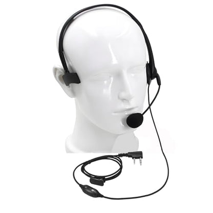 Walkie Talkie Headphones with Microphone, Monaural, Black, Wired, 2 Pin for Walkie Talkies, PTT Microphones, 1 Pack - size: Pack 1