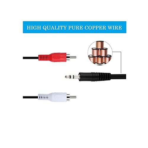 C&E 3.5mm Stereo Male to Dual RCA Male (Right and Left) Audio Cable, 6 Foot - 5-Pack - size: 6 Foot, style: 5-Pack