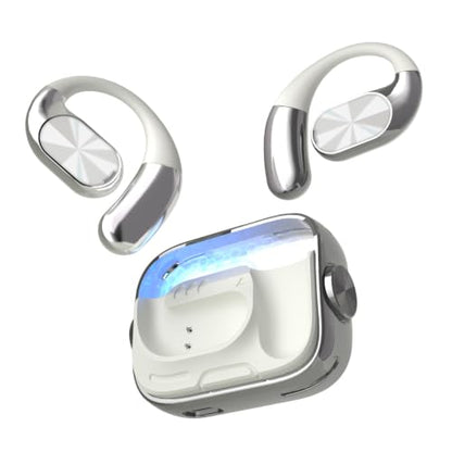 Open Ear Headphones, Over Ear Earbuds with Ergonomic Earhook,Powerful Sound - color: White