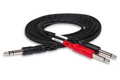 Hosa STP-201 Insert Cable, 1/4 Inch TRS to Dual 1/4" TS, 3.3 Feet | 3.3' 1/4" TRS to TS Y-cable with nickel-plated plugs for mixers, outboard gear and signal processing - size: 3.3 Feet