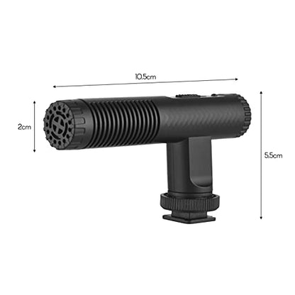 Portable Stereo Microphone Video Recording Mic 3.5mm TRS Plug | Built-in Rechargeable Battery for DSLR Cameras Camcorder